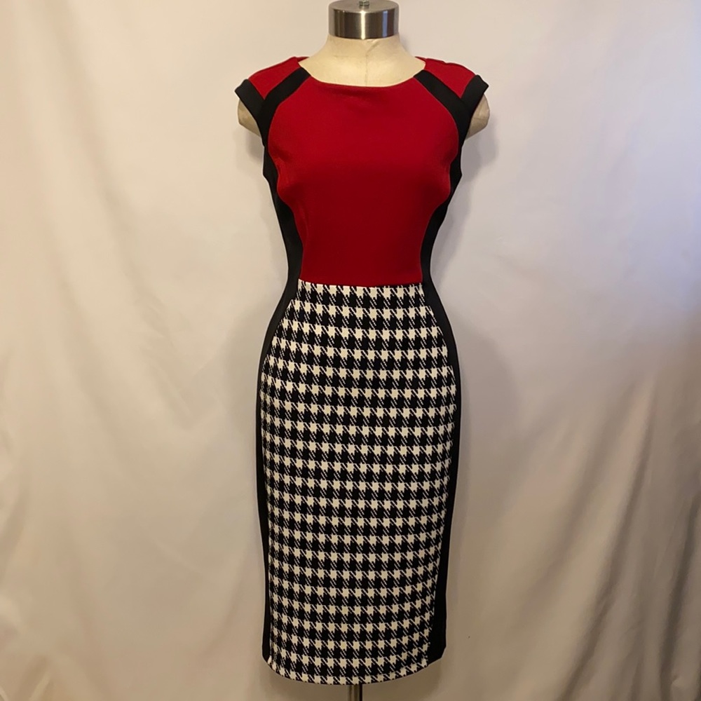 Enfocus Studio knee high red, black & white dress